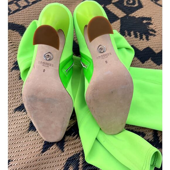 Brother Vellies | Brandy Tall Over The Knee Sock Boots Neon Green Size 9 - Picture 7 of 8